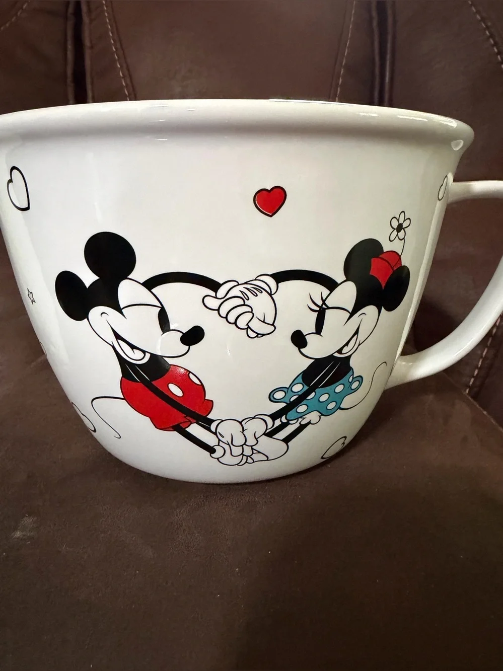 Disney White Mickey & Minnie Ceramic Mixing Bowl with Red Accents
